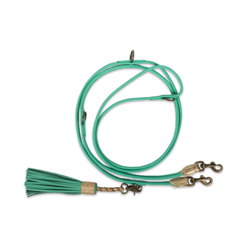 DWAM, Rich Turquoise, 3-fach verstellbare Hundeleine, aus rundem Feinleder, 2,2m (S, L)
