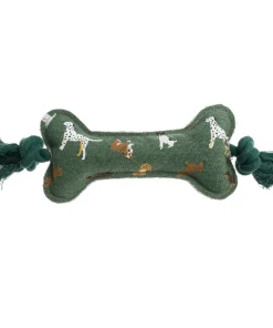Sophie Allport Knochen-Spielzeug für Hunde mit Seil + Quietscher, fester Canvas-Stoff, 25cm