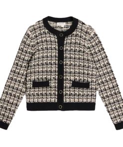 White Stuff – Bouclé Strickjacke „KELLY“, black/white, Biobaumwolle