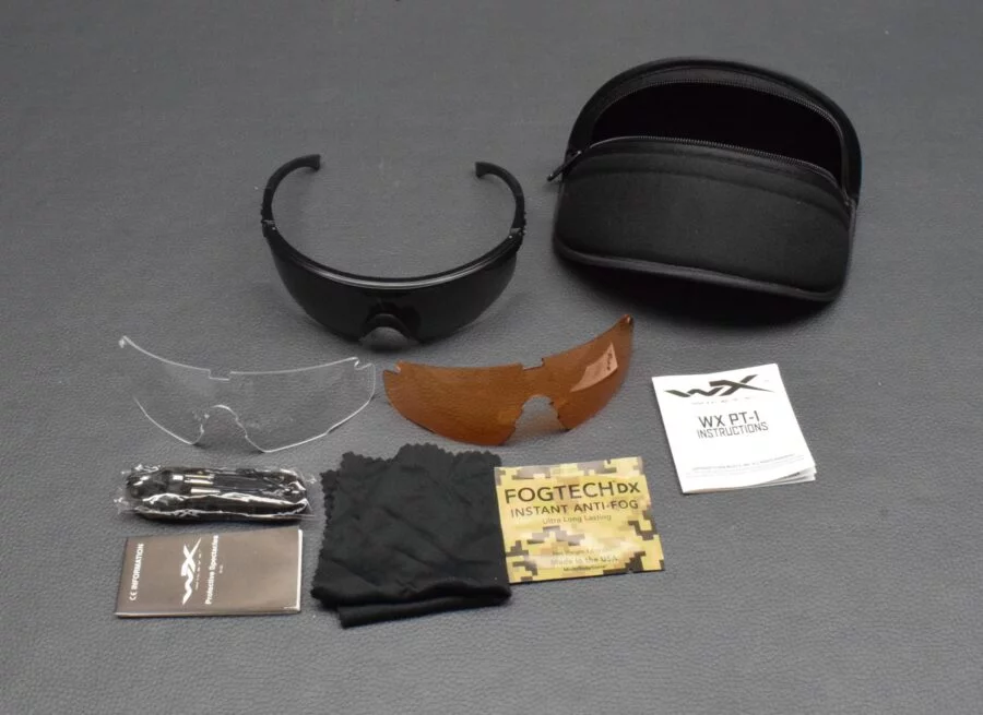 Wiley X Schutz-Sicherheitsbrille, PT-1SCL mit Wechselglas Schwarz,Klar,Ornage, Neuware zum Sonderpreis!